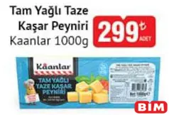 KAANLAR TAM YAĞLI KAŞAR PEYNİRİ 1000 G